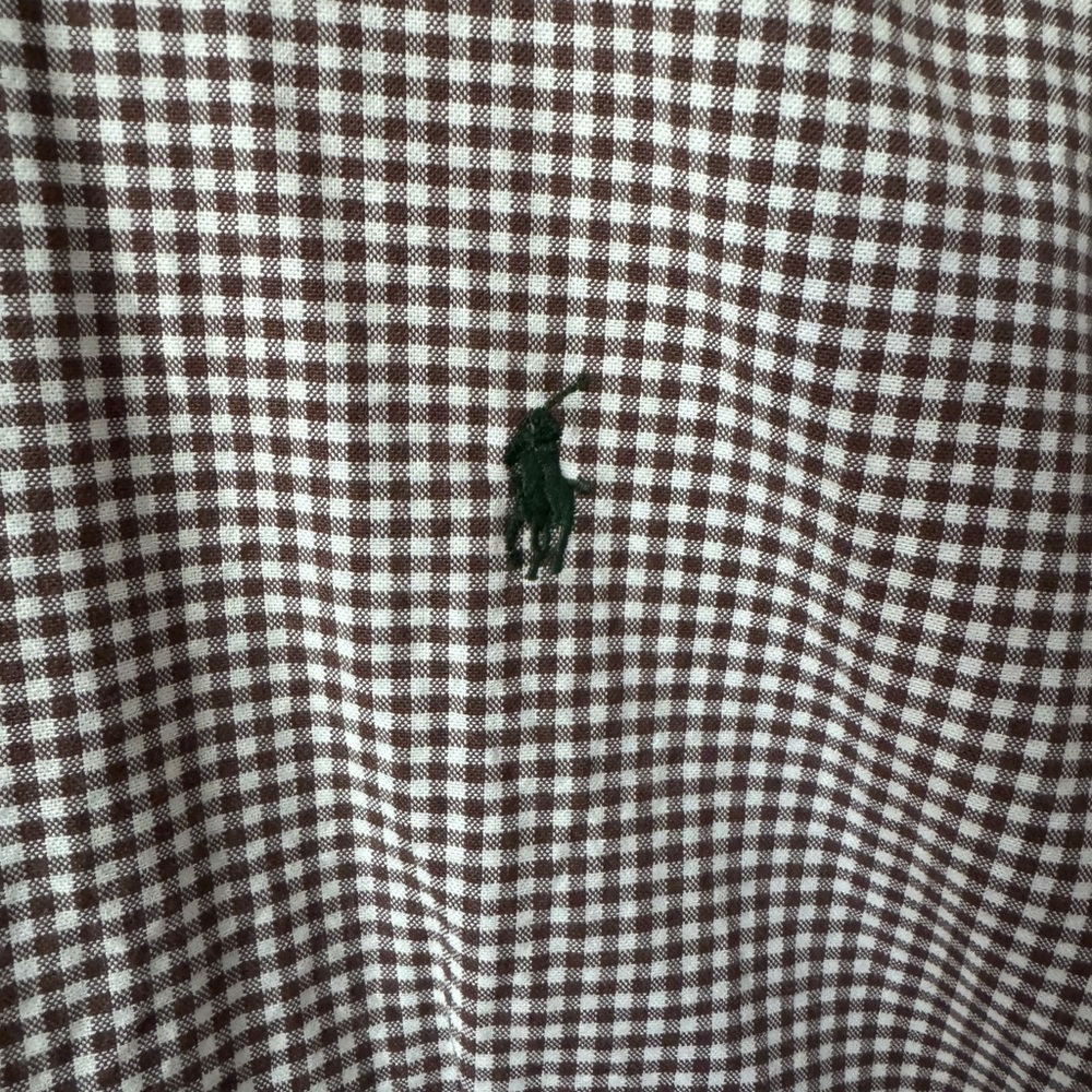 Polo Ralph Lauren Brown and White Checkered button down collar shirt -